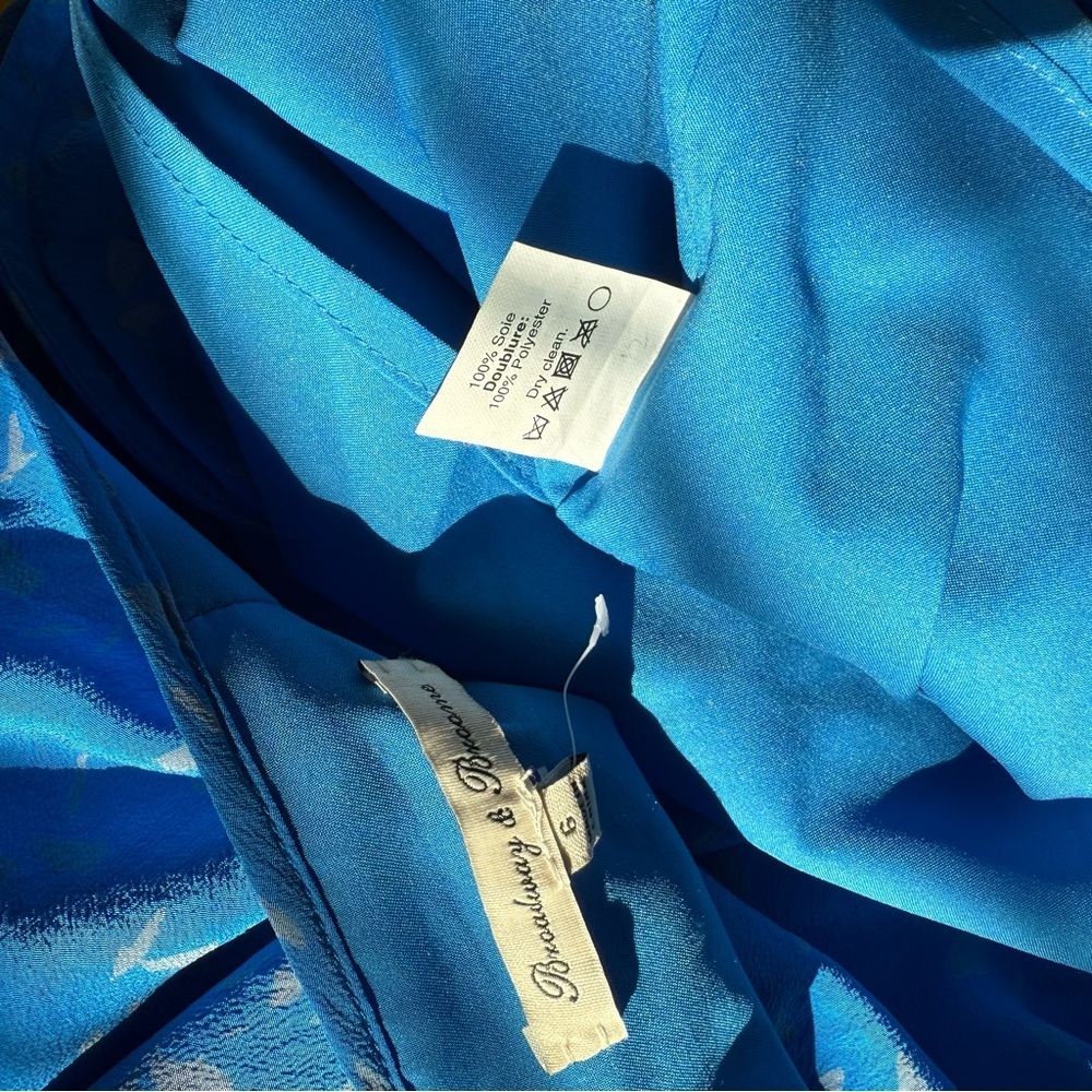 Madewell Silk Broadway & Broome Blue Long Sleeve Mini Dress Sundress Size 6 - Picture 9 of 9